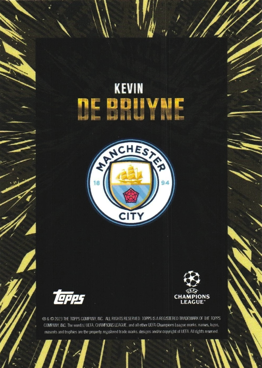 Kevin De Bruyne - Elite - Topps Gold UEFA Club Competitions 23/24