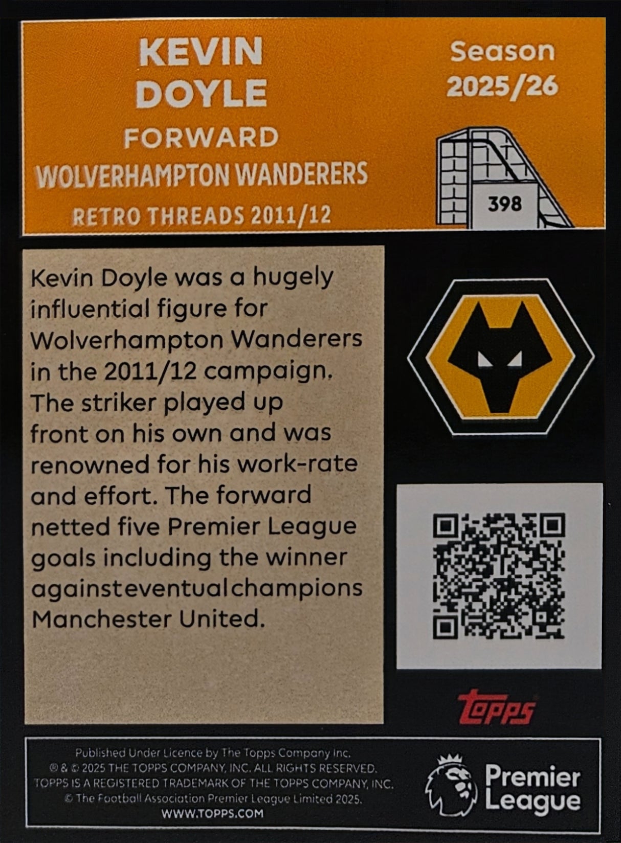 Kevin Doyle - Retro Threads - Topps Premier League 2026