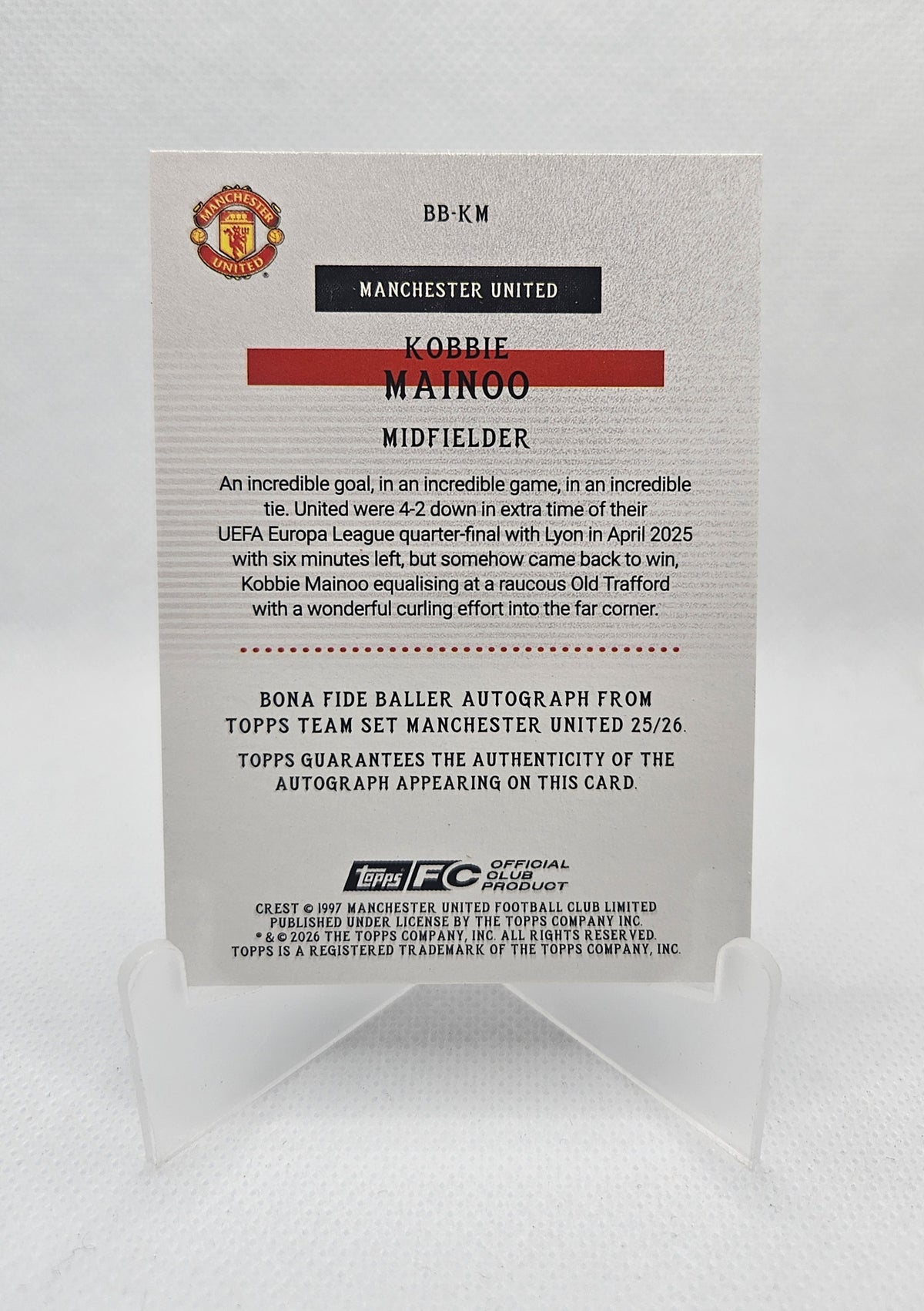 Kobbie Mainoo /150 - Autógrafo original - Team Set Manchester United 25/26