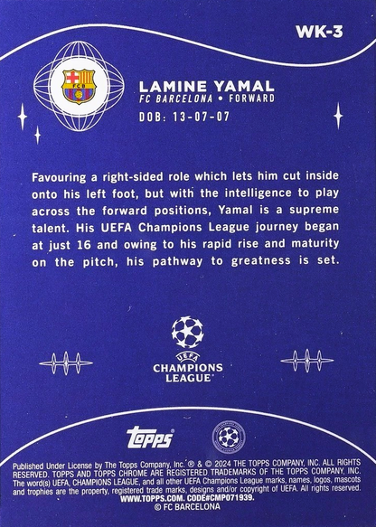 Lamine Yamal (RC) - Wonderkids - Topps Chrome UEFA Club Competitions 23/24