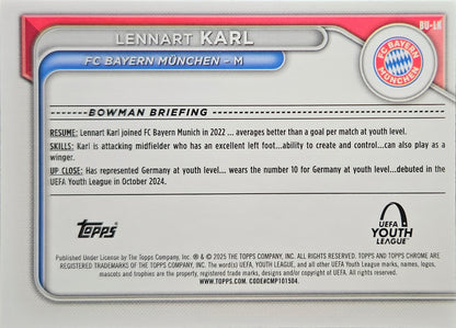Lennart Karl - Topps Chrome Bowman 1st UEFA Youth League