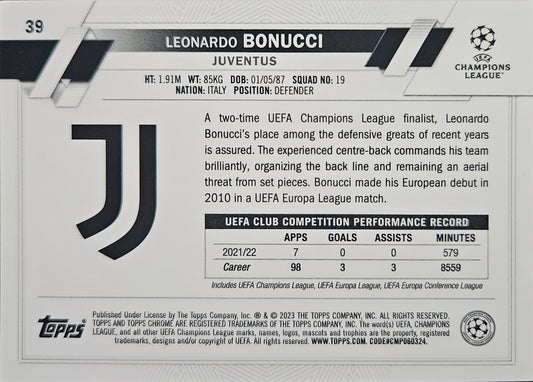 Leonardo Bonucci - Topps Chrome Sapphire UEFA Club Competitions 22/23