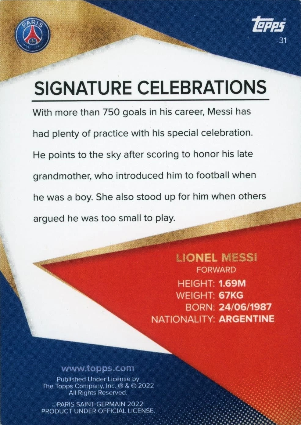 Lionel Messi - Signature Celebrations - Team Set Paris Saint-Germain 21/22