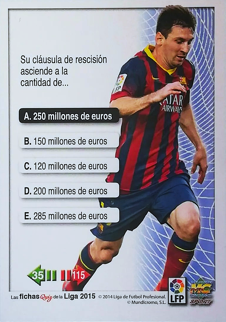 Lionel Messi - SuperStar - Las Fichas Quiz de la Liga 2015
