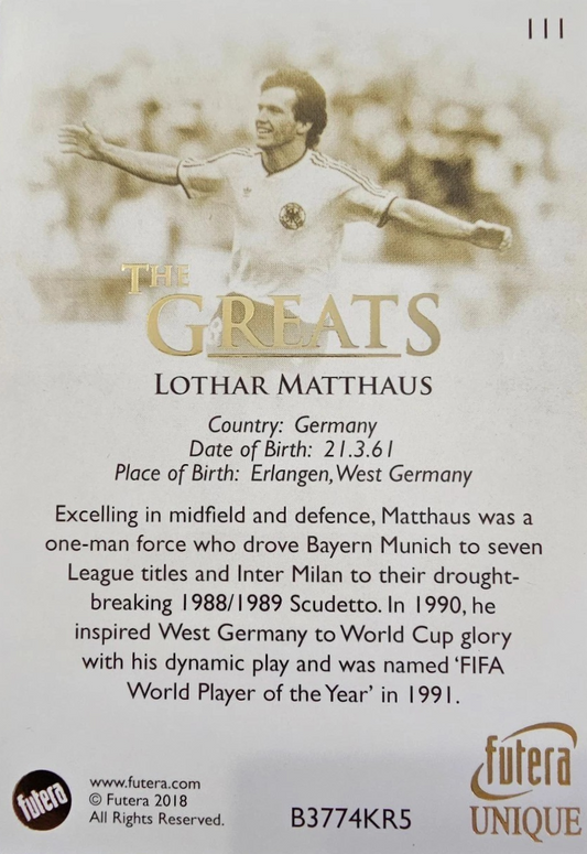 Lothar Matthäus - The Greats - Futera 2018