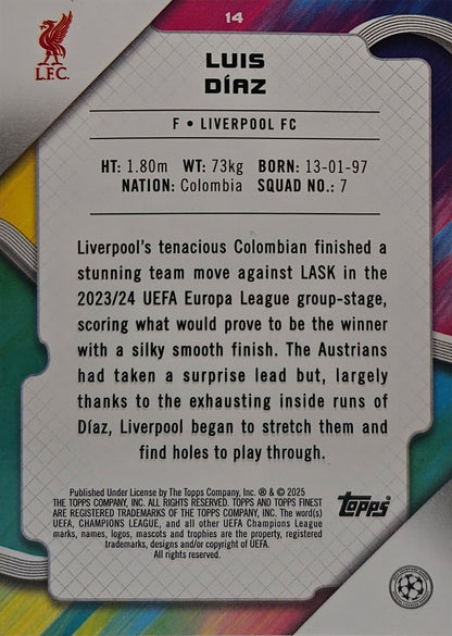 Luis Díaz /199 - Topps Finest UEFA Club Competitions 24/25