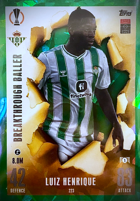 Luiz Henrique - Breakthrough Baller Green - Match Attax UEFA Club Competitions 23/24