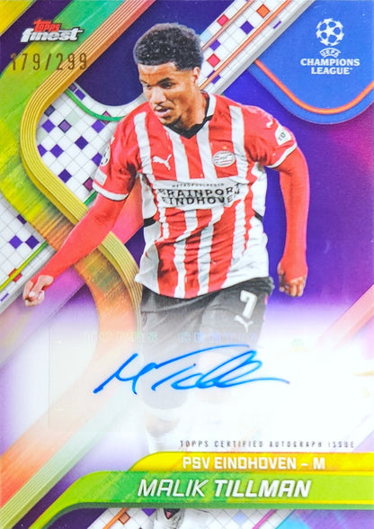 Malik Tillman /299 - Autógrafo original - Topps Finest UEFA Club Competitions 24/25