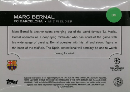 Marc Bernal (RC) - Topps Chrome UEFA Club Competitions 24/25