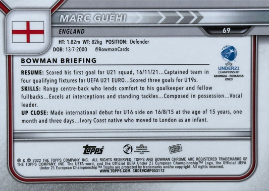 Marc Guéhi - 1st Bowman - Bowman Chrome UEFA Under 21 Championship Georgia y Romania 2023