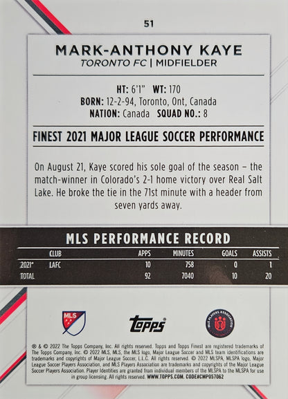 Mark-Anthony Kaye - Topps Finest MLS 2022