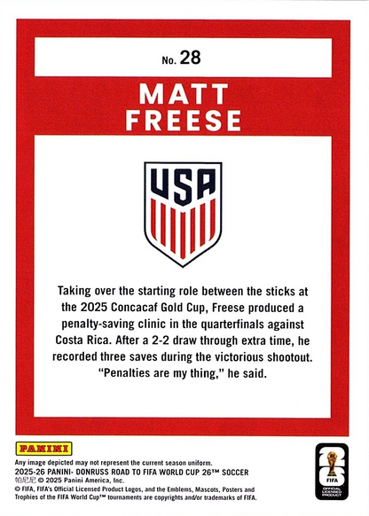 Matt Freese - Prism Foil - Donruss Road to FIFA World Cup 26