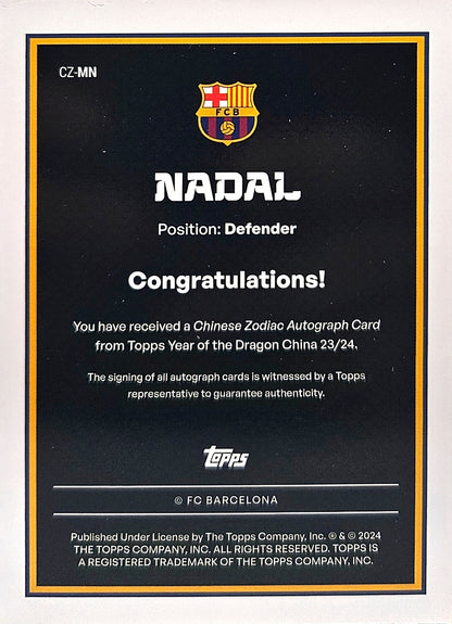 Miguel Ángel Nadal /50 - Autógrafo original - Barcelona Year Of The Dragon China 23/24