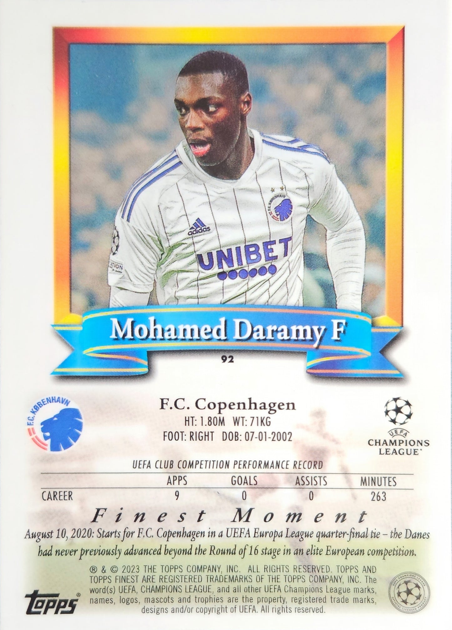 Mohamed Daramy - Topps Finest Flashbacks UEFA Club Competitions 22/23
