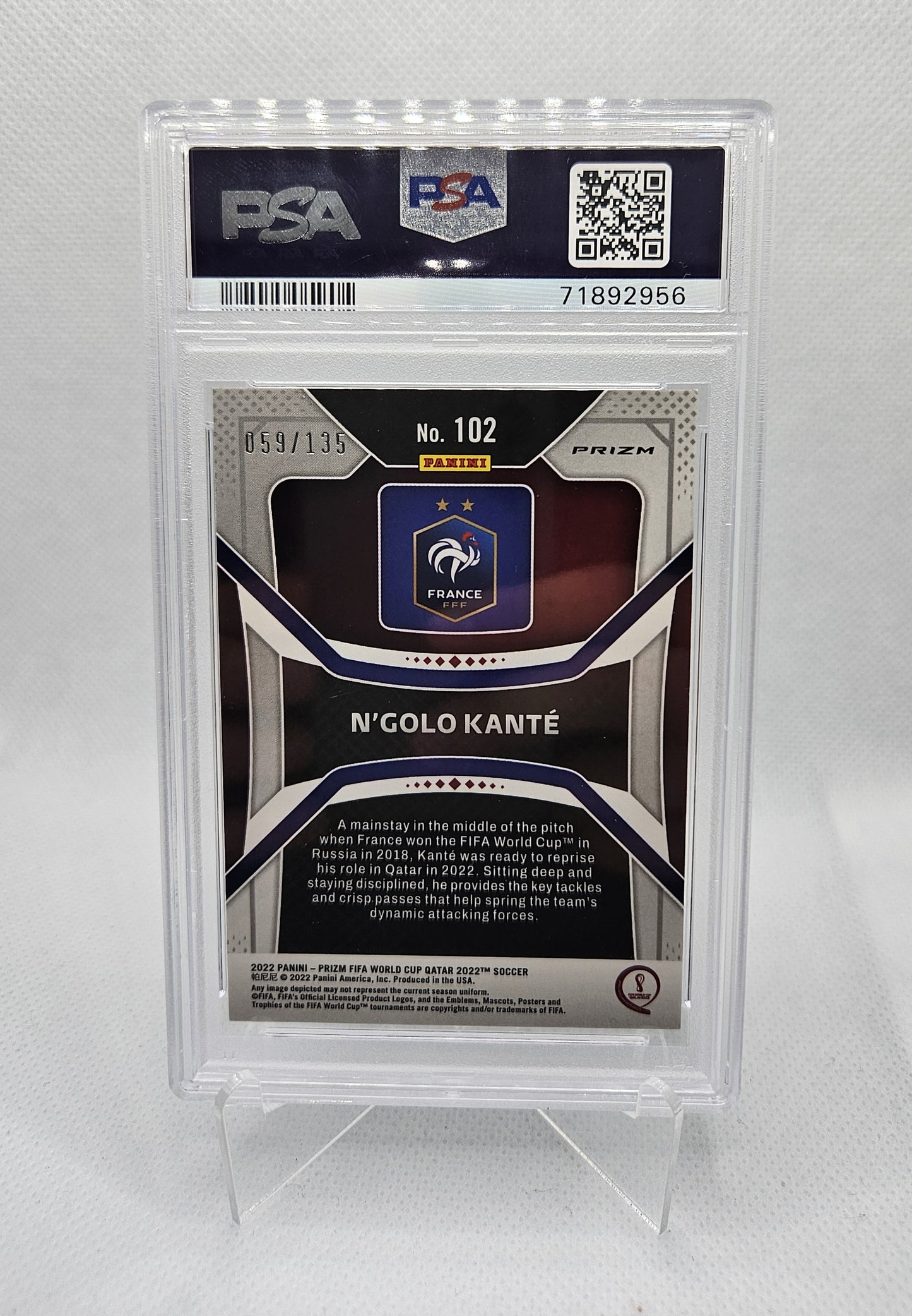 N'Golo Kanté /135 - PSA 8 - Prizm FIFA World Cup Qatar 2022