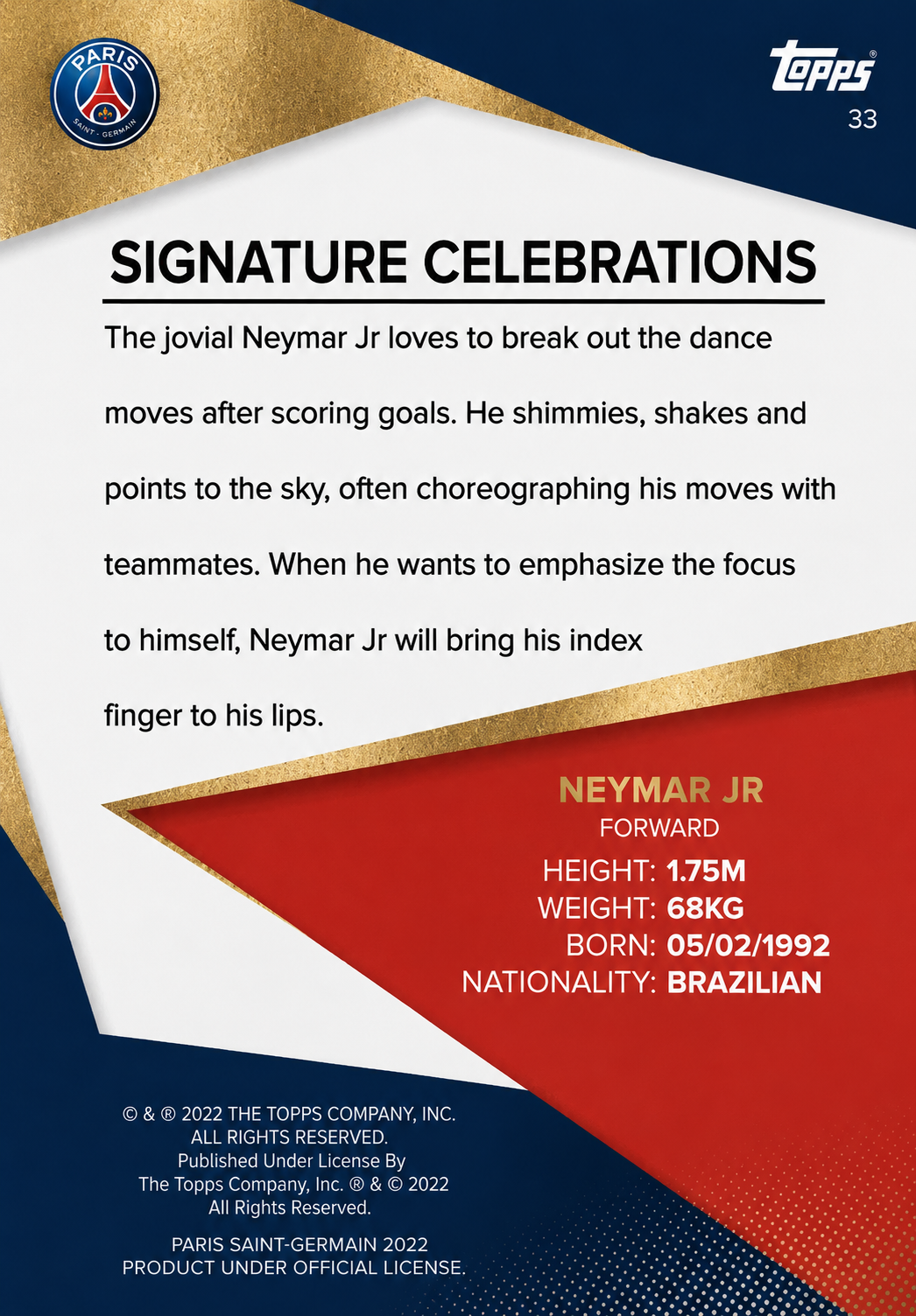 Neymar Jr. - Signature Celebrations - Team Set Paris Saint-Germain 21/22