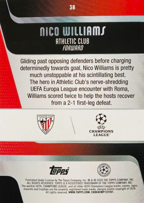 Nico Williams - UEFA Club Competitions 25/26