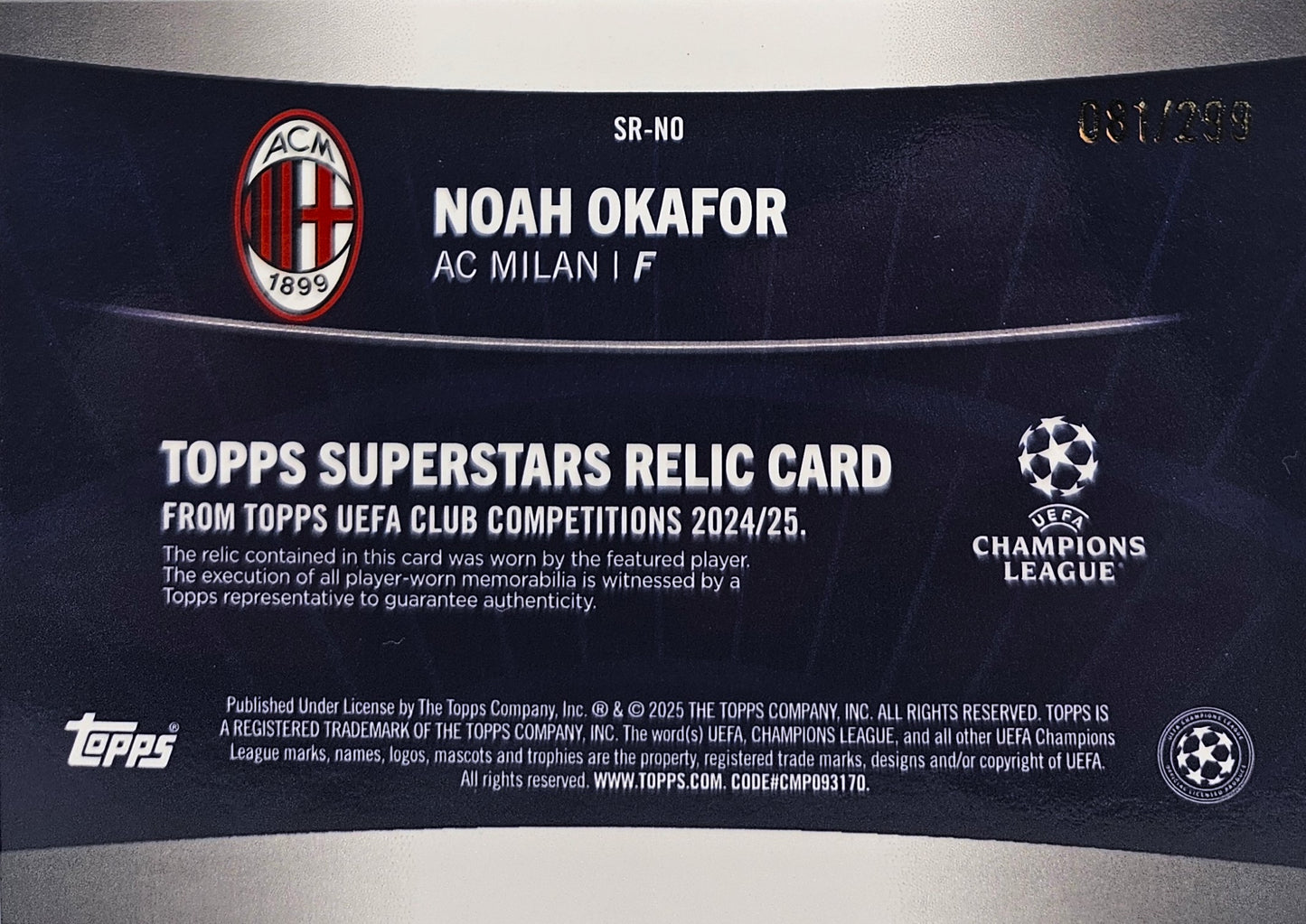 Noah Okafor /299 - Parche - UEFA Club Competitions 24/25