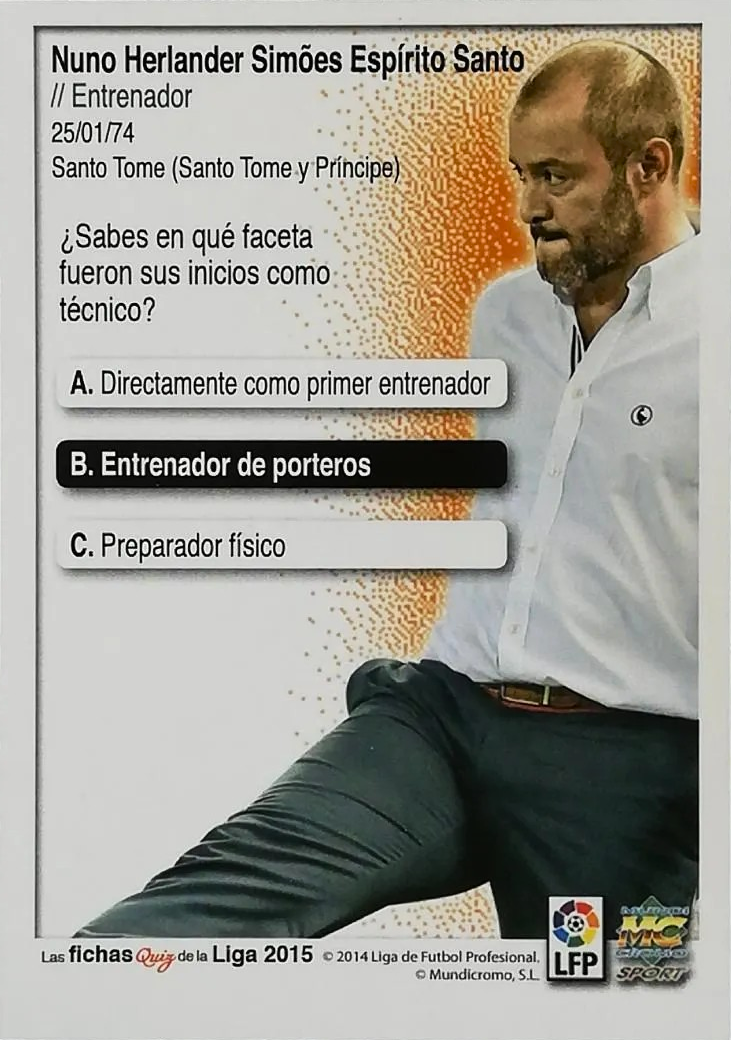 Nuno Espírito Santo - Las fichas Quiz de la Liga 2015