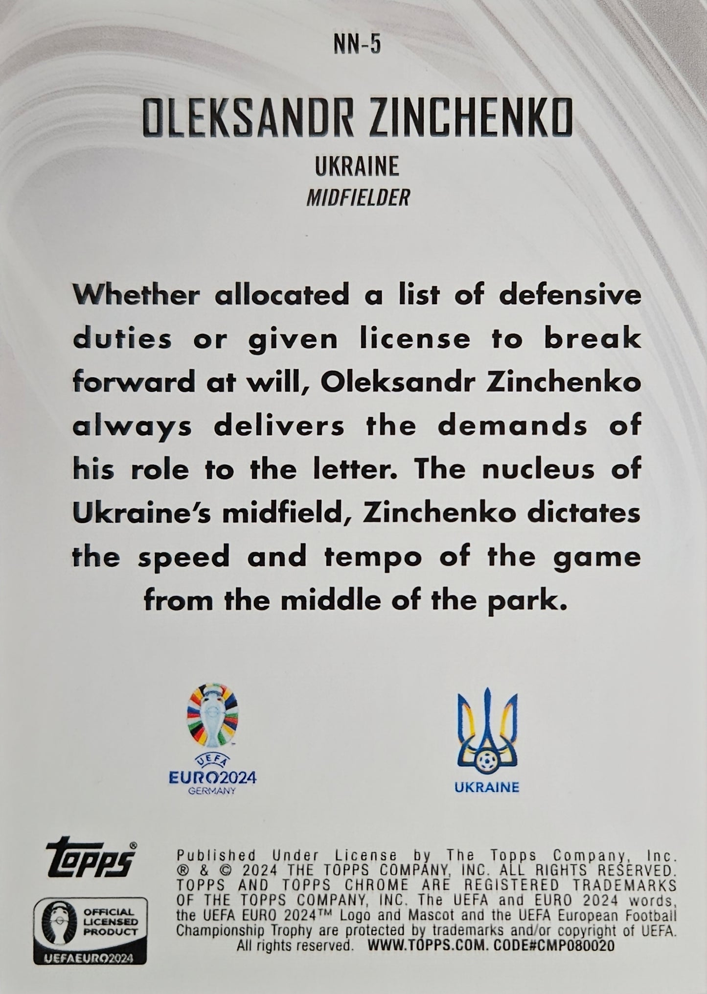 Oleksandr Zinchenko - Topps Chrome EURO 2024 Germany