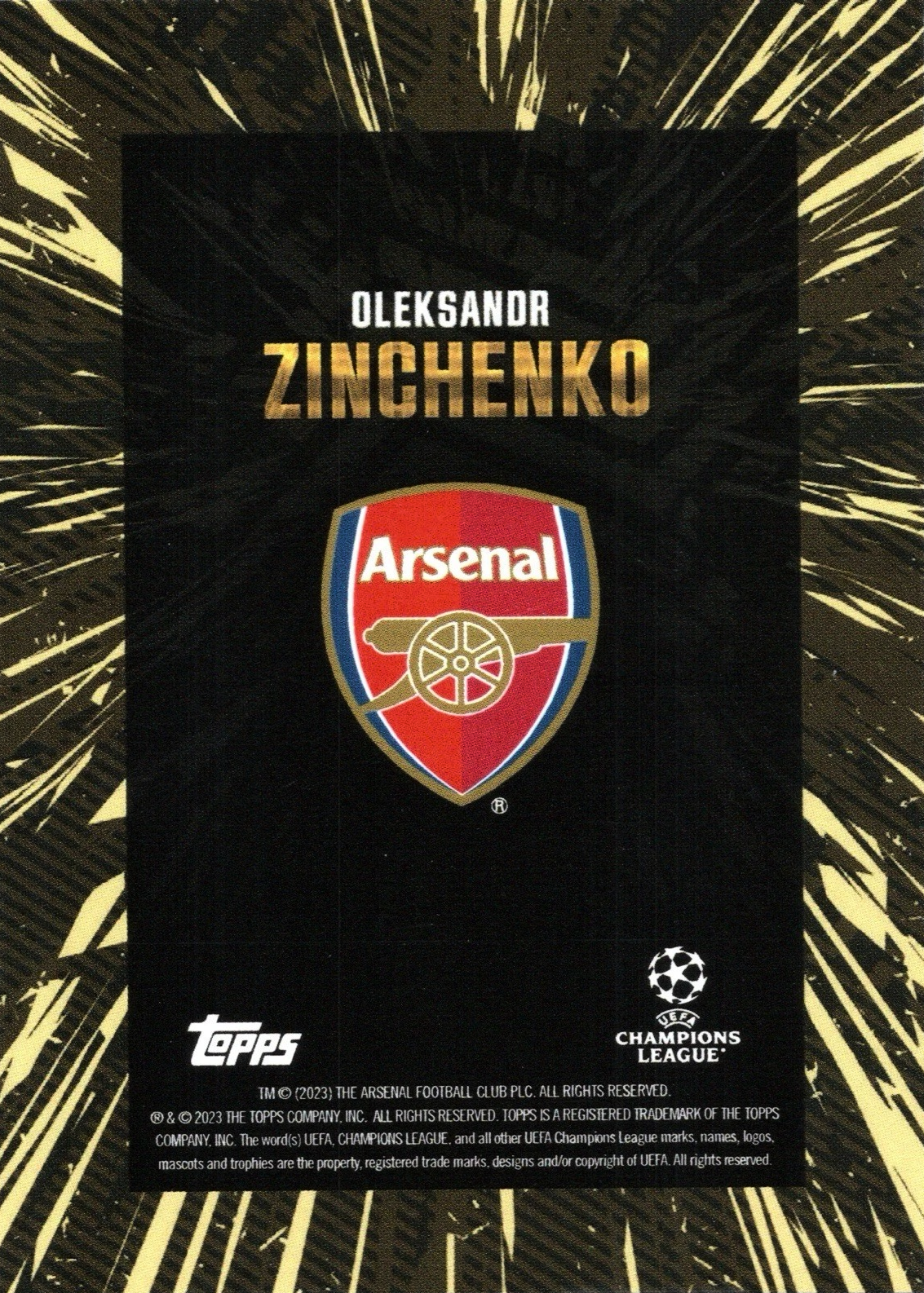 Oleksandr Zinchenko - Topps Gold UEFA Club Competitions 23/24