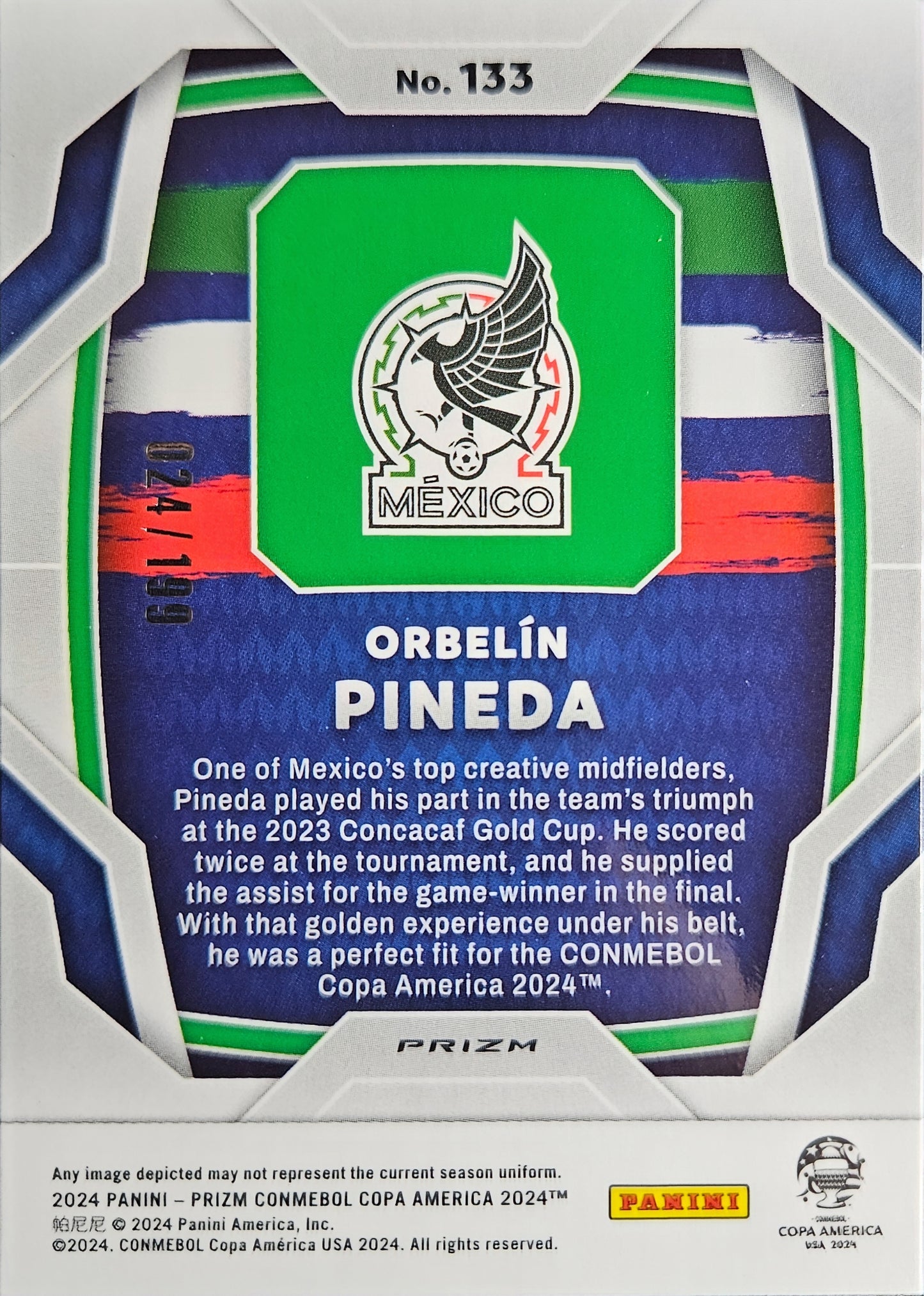Orbelín Pineda /199 - Prizm CONMEBOL Copa América 2024