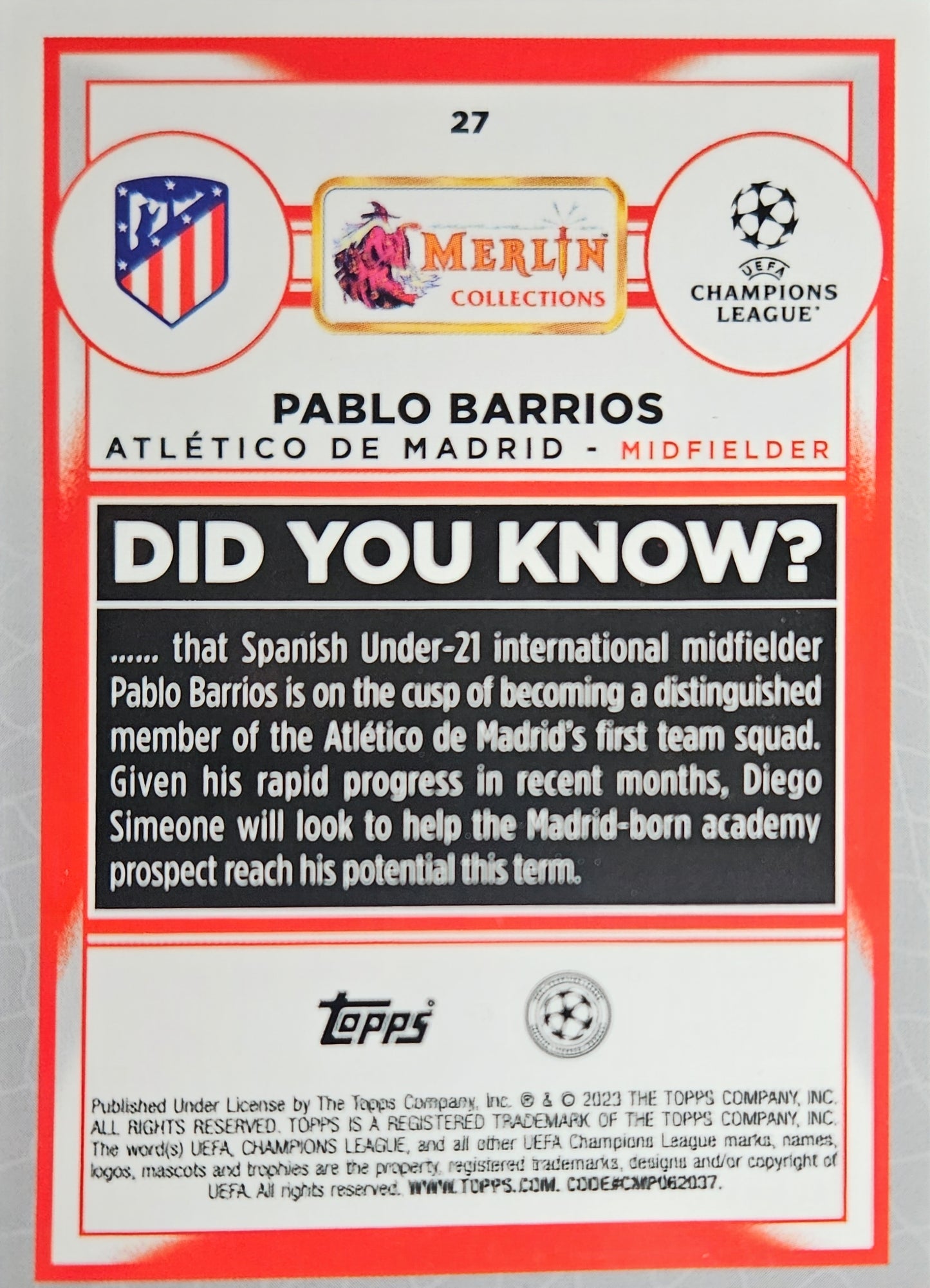 Pablo Barrios (RC) - Merlin UEFA Club Competitions 22/23