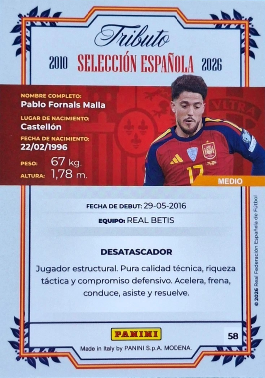 Pablo Fornals - La Roja 2026 - Tributo "Vamos Campeones" Selección Española 2010-2026