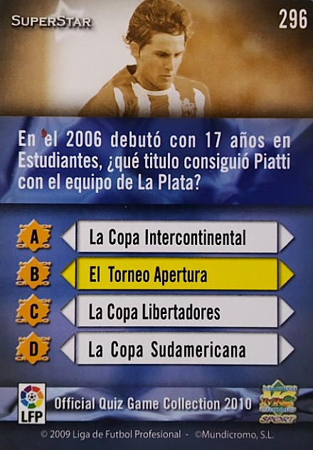 Pablo Piatti - SuperStar Security - Las Fichas de la Liga Quiz Game 09/10