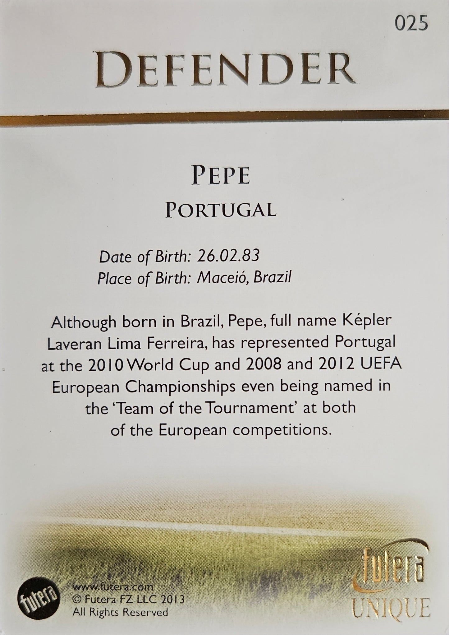 Pepe - Futera Unique 2013