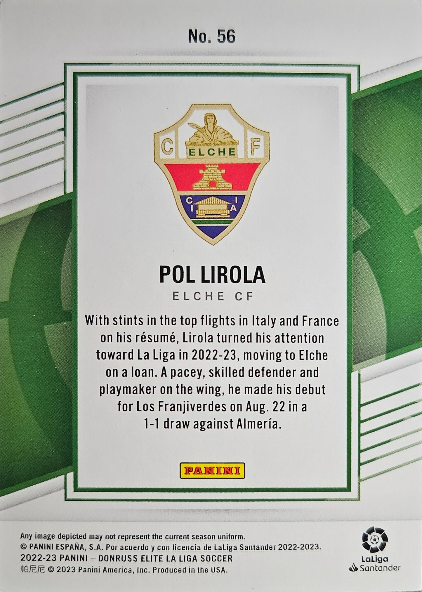 Pol Lirola (RC) - Donruss Elite LaLiga 22/23