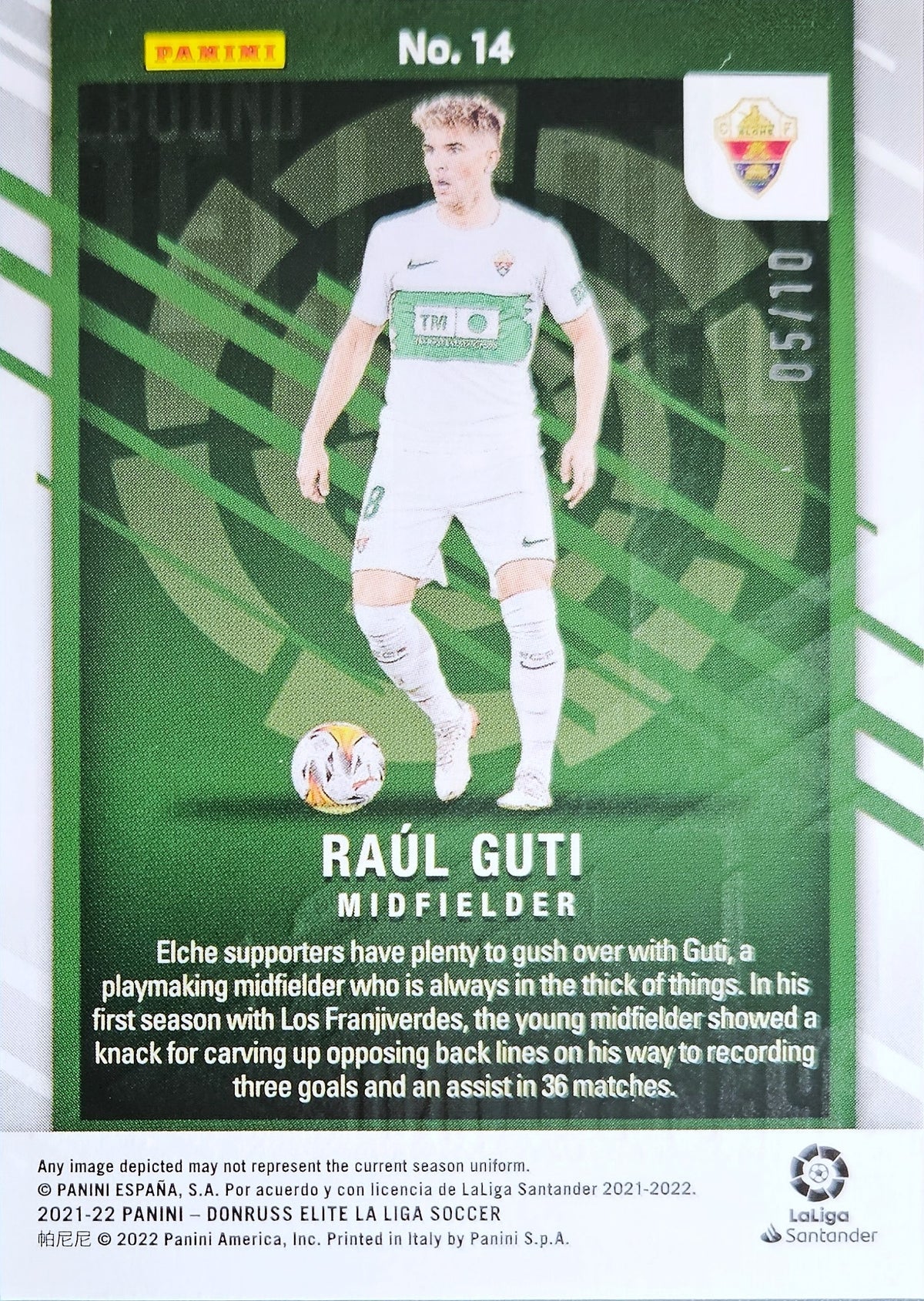 Raúl Guti /10 - Spellbound I - Donruss Elite LaLiga 21/22