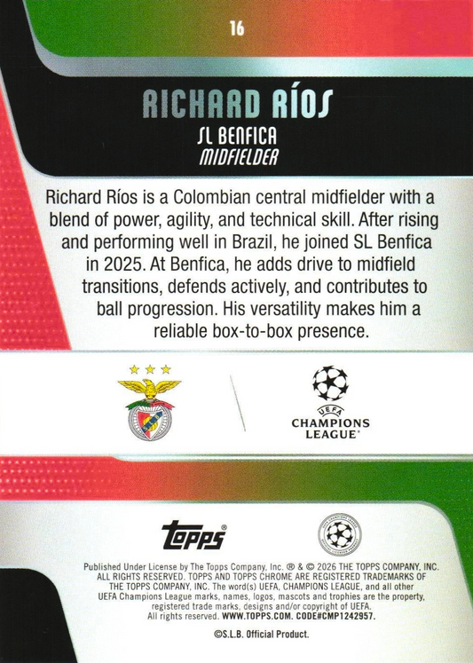 Richard Ríos (RC) - Topps Chrome UEFA Club Competitions 25/26