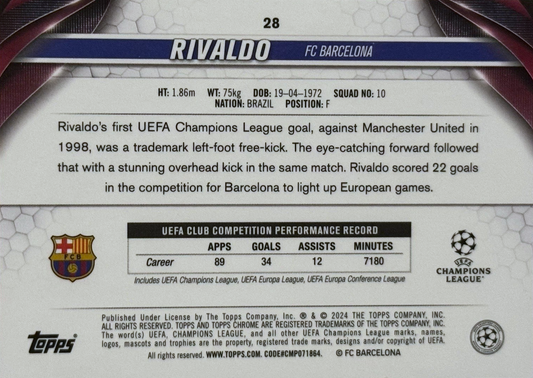 Rivaldo - Case Hit - Legendary - Topps Chrome UEFA Club Competitions 23/24
