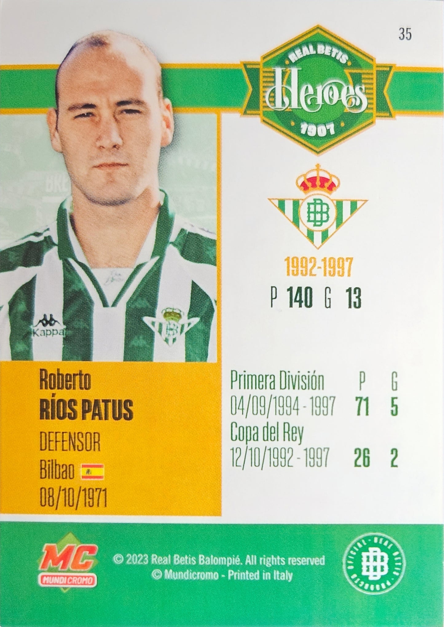 Roberto Ríos - Real Betis Héroes - La Vida en Verde 2023