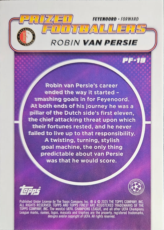 Robin Van Persie - Prized Footballers - Topps Finest UEFA Club Competitions 24/25