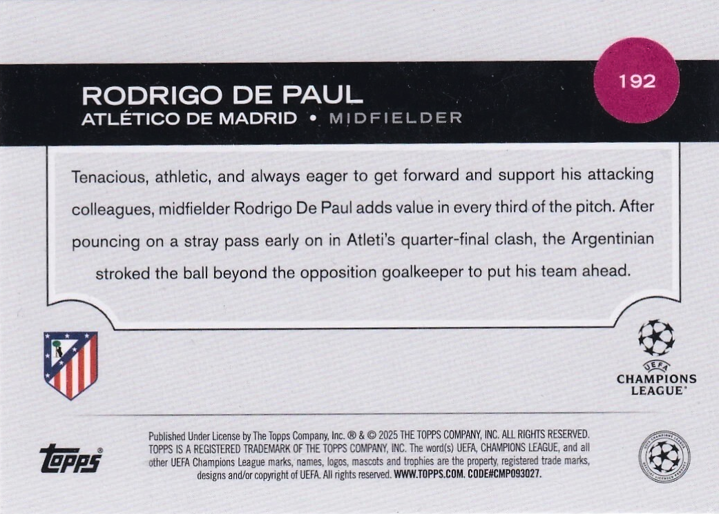 Rodrigo De Paul - UEFA Club Competitions 24/25