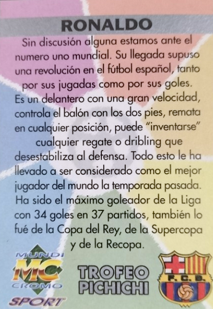 Ronaldo - Trofeo Pichichi - Las Fichas de la Liga 97/98