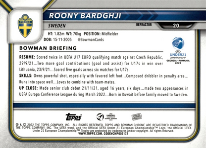 Roony Bardghji - 1st Bowman - Bowman Chrome UEFA Under 21 Championship Georgia y Romania 2023