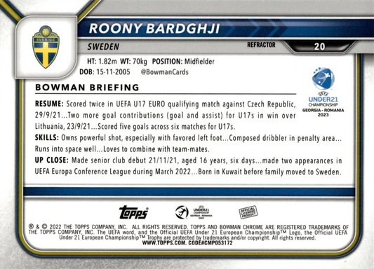Roony Bardghji - 1st Bowman - Bowman Chrome UEFA Under 21 Championship Georgia y Romania 2023