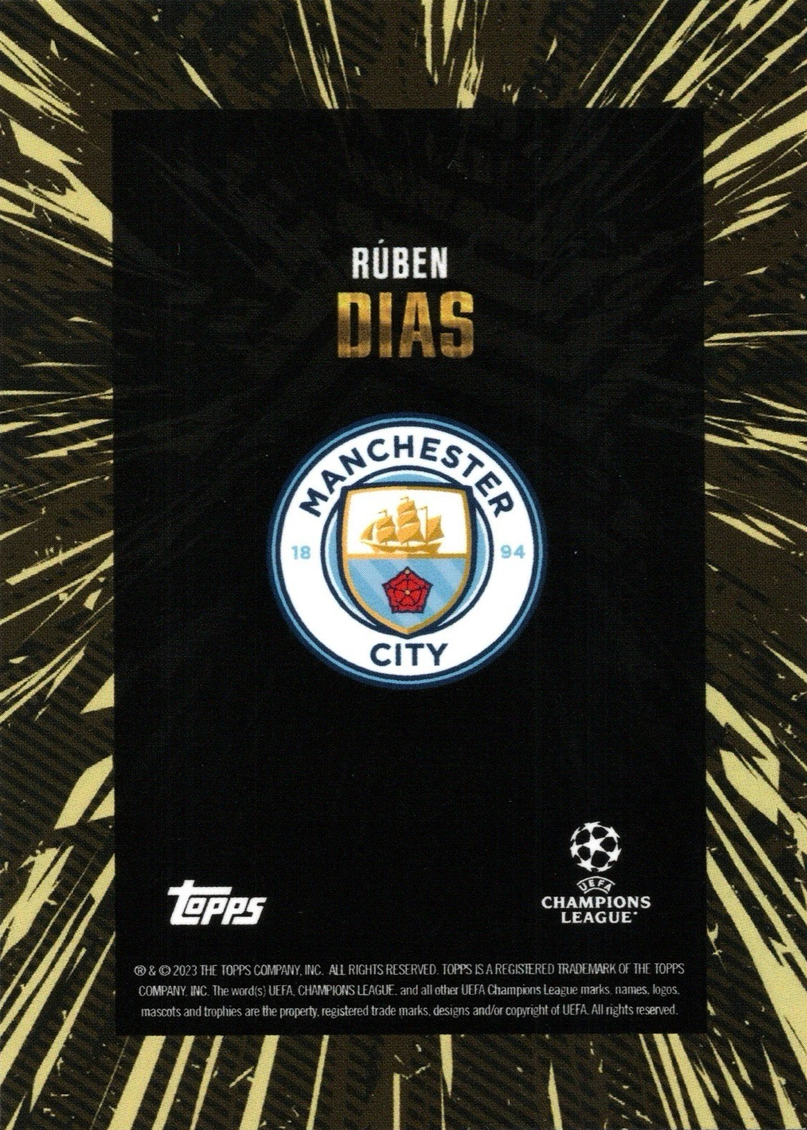 Rúben Dias - Topps Gold UEFA Club Competitions 23/24