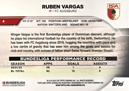 Ruben Vargas - Topps Chrome Bundesliga 22/23