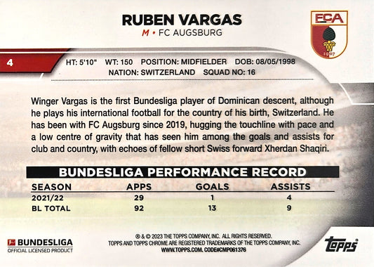 Ruben Vargas - Topps Chrome Bundesliga 22/23