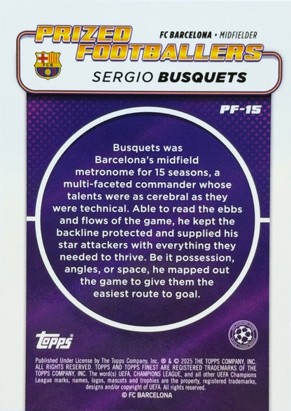 Sergio Busquets - Prized Footballers - Topps Finest UEFA Club Competitions 24/25