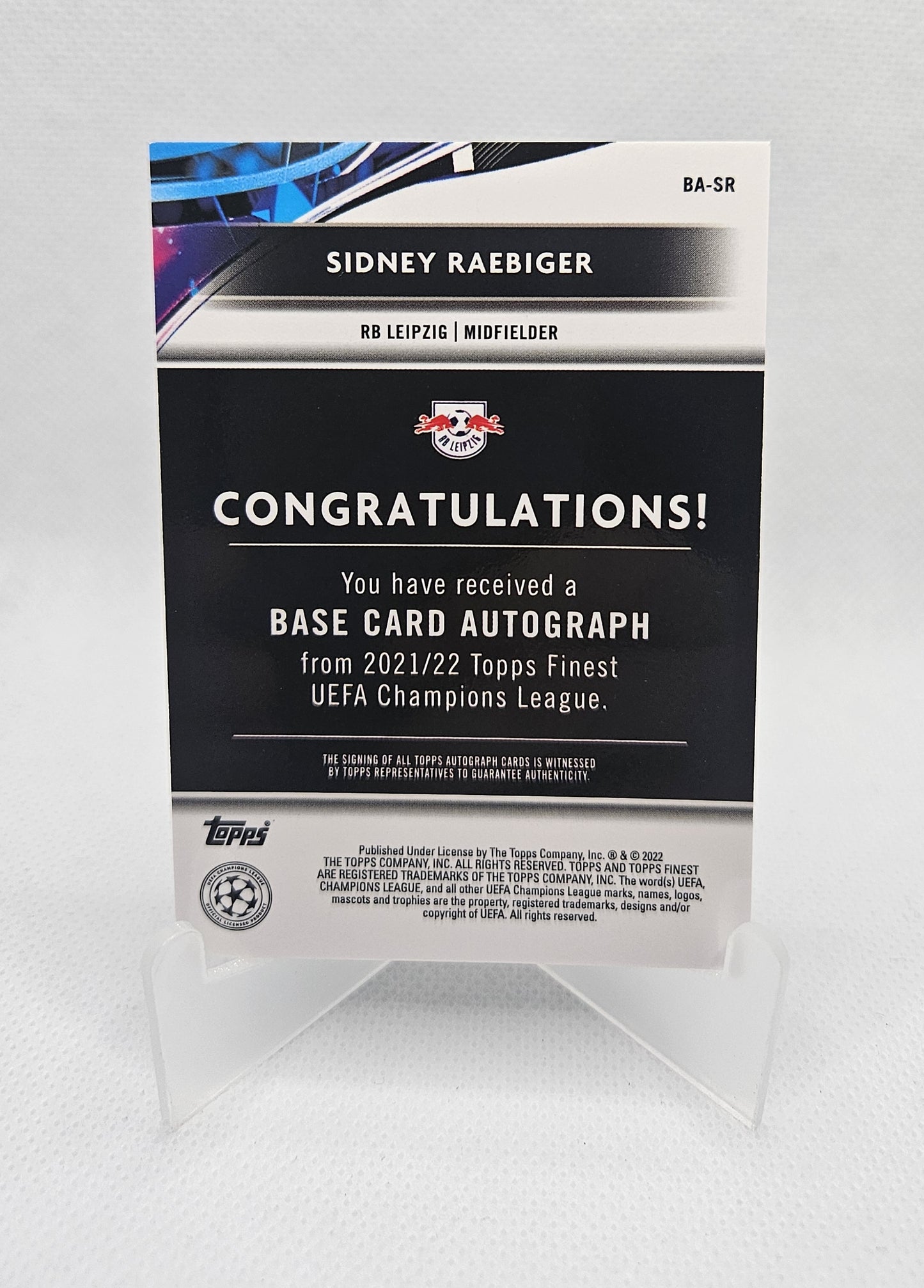 Sidney Raebiger (RC) - Autógrafo original - Topps Finest UEFA Club Competitions 21/22