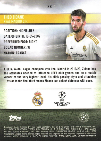 Théo Zidane (RC) - Stadium Club Chrome UEFA Champions League 23/24