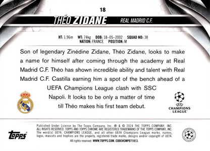 Théo Zidane (RC) - Topps Chrome UEFA Club Competitions 23/24