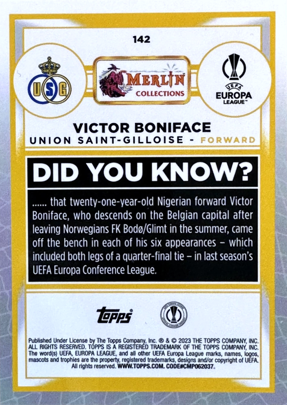 Victor Boniface (RC) - Merlin UEFA Club Competitions 22/23