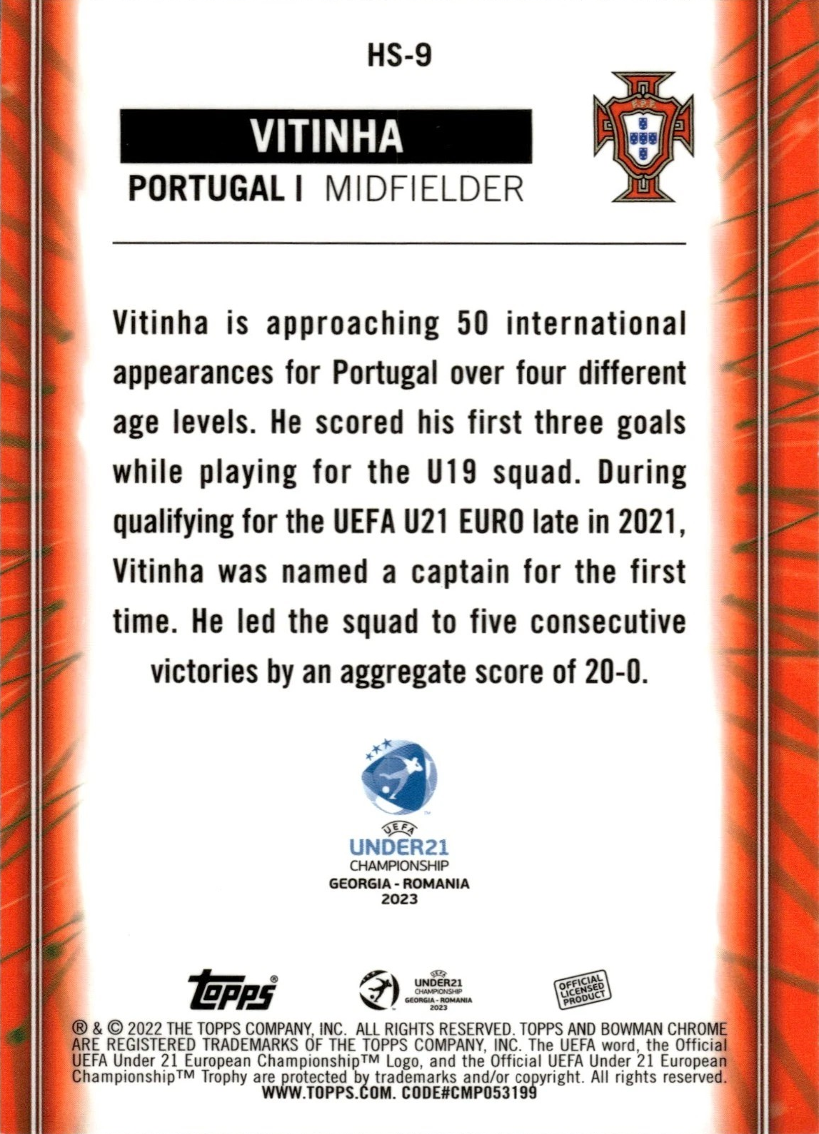 Vitinha - Home Strip Hopefuls - Bowman Chrome UEFA Under 21 Championship Georgia y Romania 2023