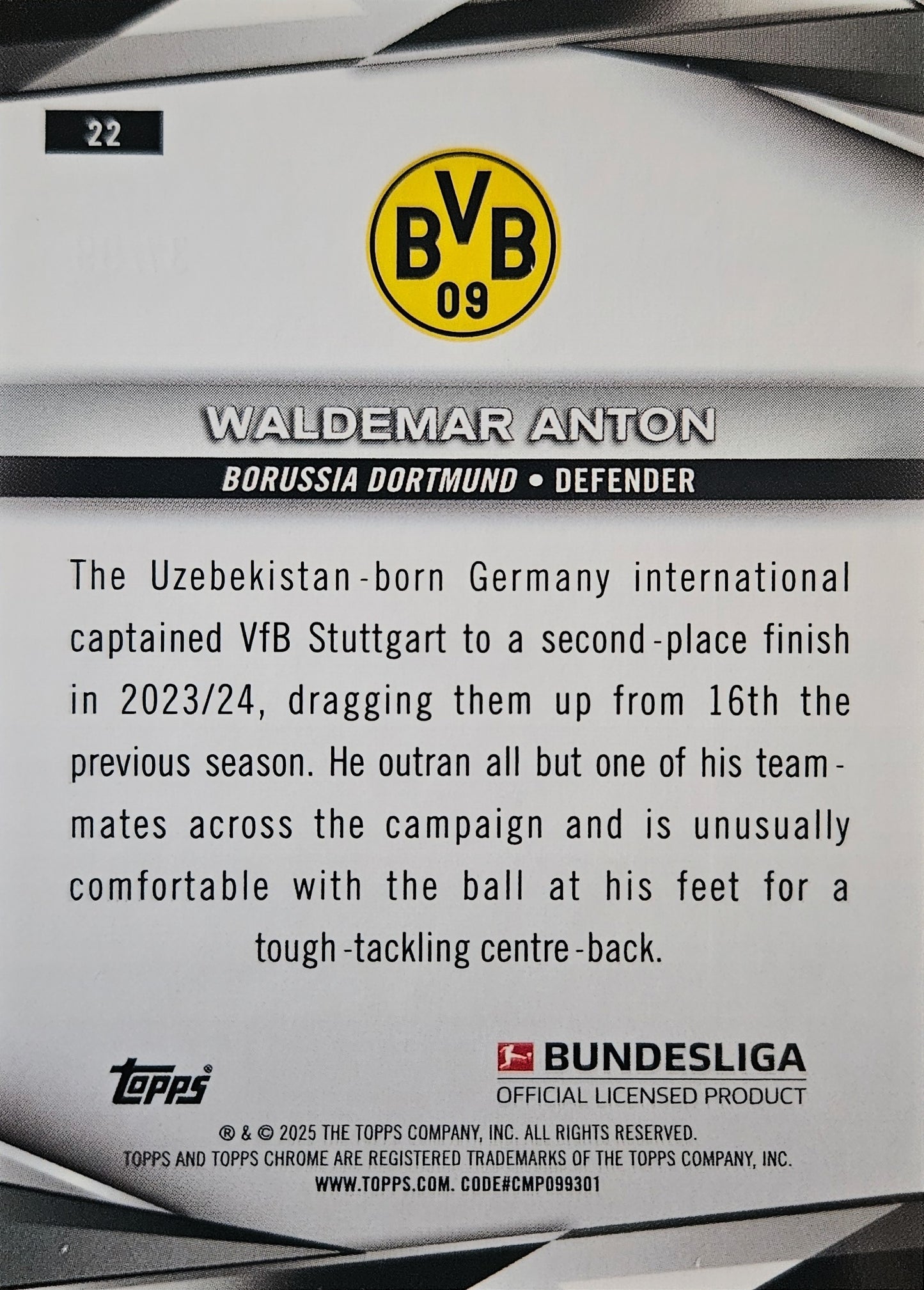 Waldemar Anton /99 - Topps Chrome Bundesliga 24/25